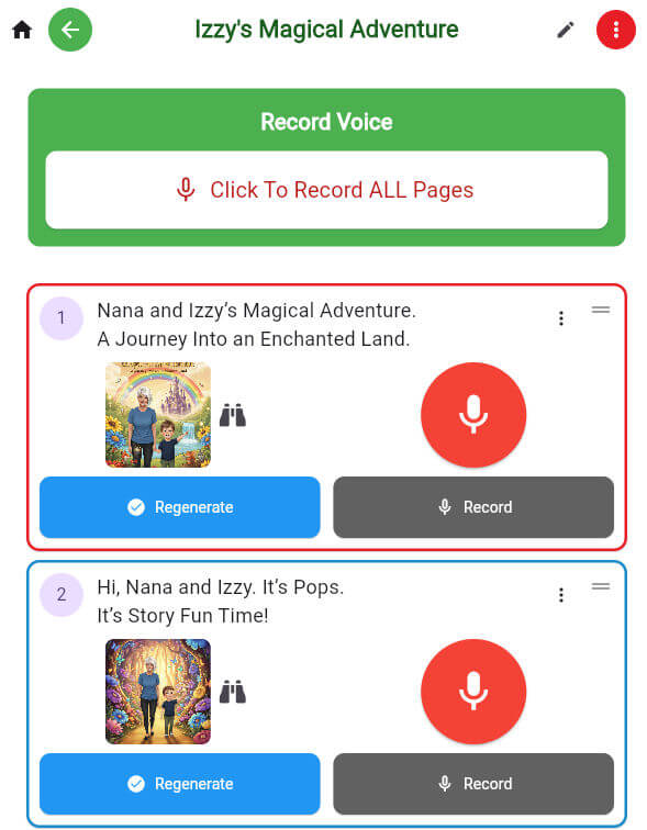 Record voice screen